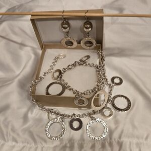 Sterling Silver Circle Necklace Set